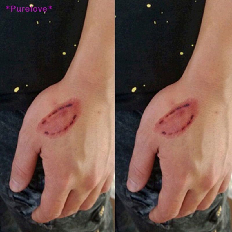 Bộ 2 Hình Xăm Dán Tạm Thời Chống Thấm Nước Hình Vết Thương Vết Thương Máu Trang Trí Halloween Mới