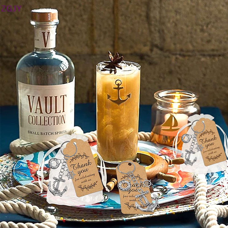 1 Set Móc Khóa Thiết Kế Hình Mỏ Neo Bằng Giấy Kraft Màu Trắng Dùng Làm Quà Tặng Mới