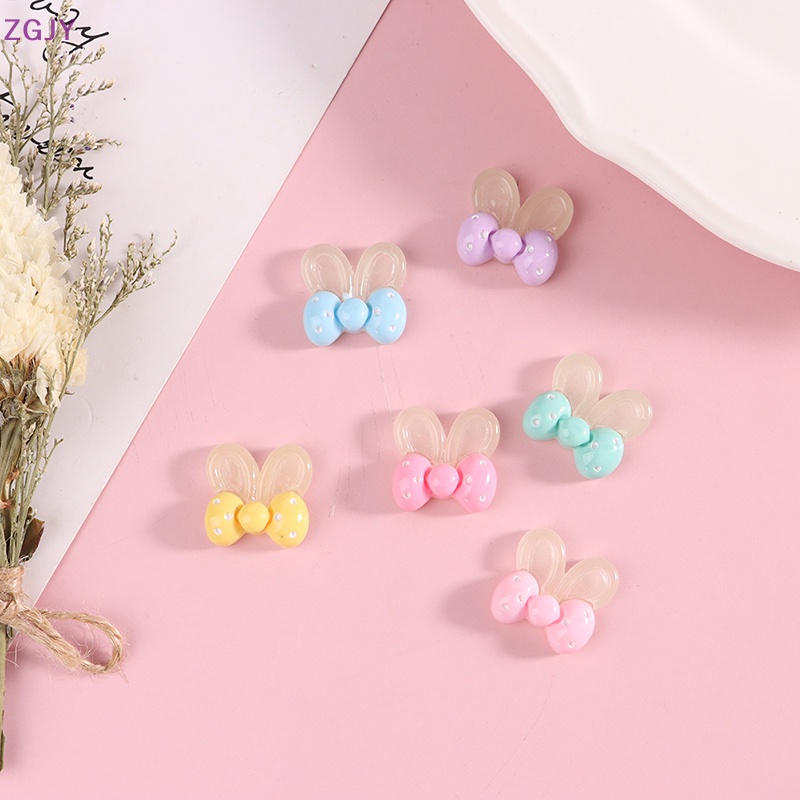 Set 10 Phụ Kiện Trang Trí Ốp Điện Thoại Hình Tai Thỏ Bằng Nhựa Kích Thước 21 * 19mm DIY Mới