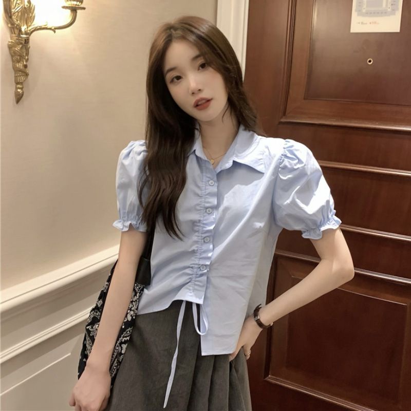 Áo Kiểu Tay Ngắn Phối Ren Thiết Kế Mới Thời Trang Mùa Hè Theo Phong Cách Pháp Cho Nữ