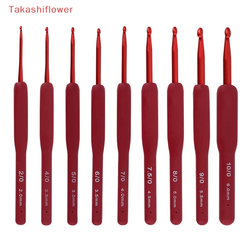 1 Móc Đan Len Thủ Công Bằng Nhôm Tay Cầm Silicone Màu Đỏ 2 / 2.5 / 3 / 3.5 / 4 / 4.5 / 5 / 5.5 / 6mm