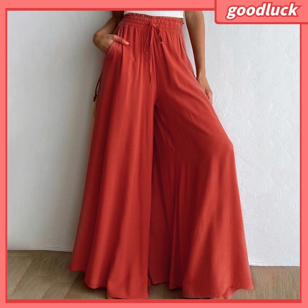 Quần Dài Ống Rộng Thắt Nơ Thời Trang Đường Phố Mùa Hè Cho Nữ