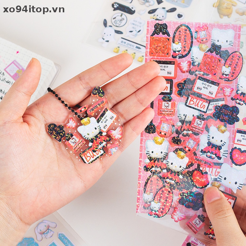 Set 2 Sticker Hello Kitty Bằng Pvc Trong Suốt Trang Trí Sổ Tay DIY