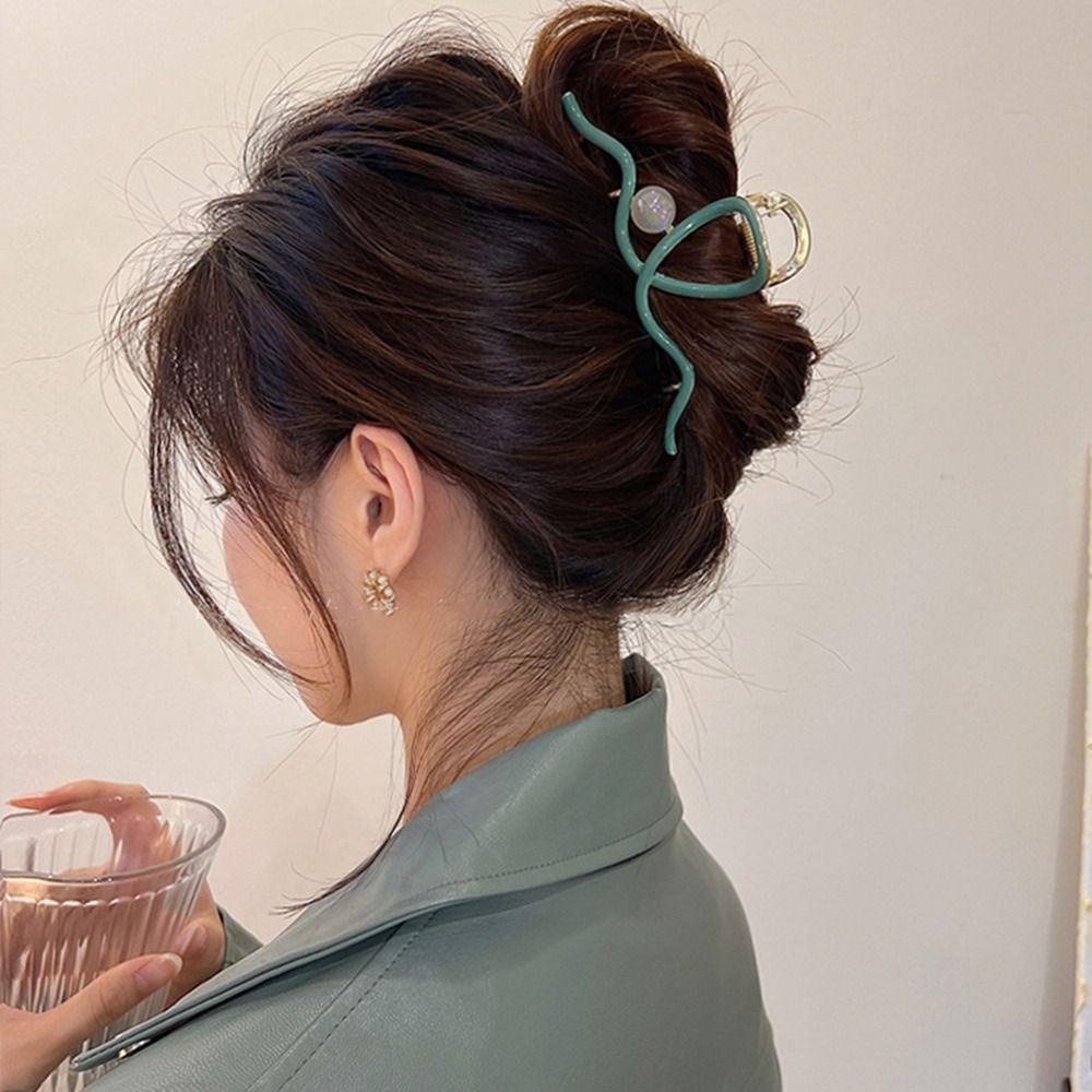 26EDIE Kẹp Tóc Kim Loại Hình Cá Mập Phong Cách Hàn Quốc