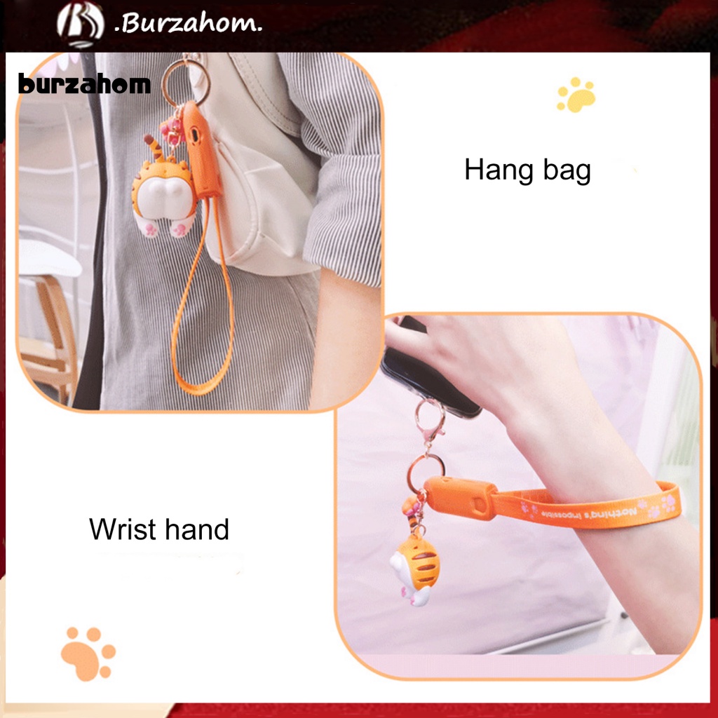 Dây Cáp Sạc Micro USB Type-C 8Pin Thiết Kế Móc Khóa Hình Mông Mèo Hoạt Hình Siêu Tốc Độ Cao 3 Trong 1 Cho Android