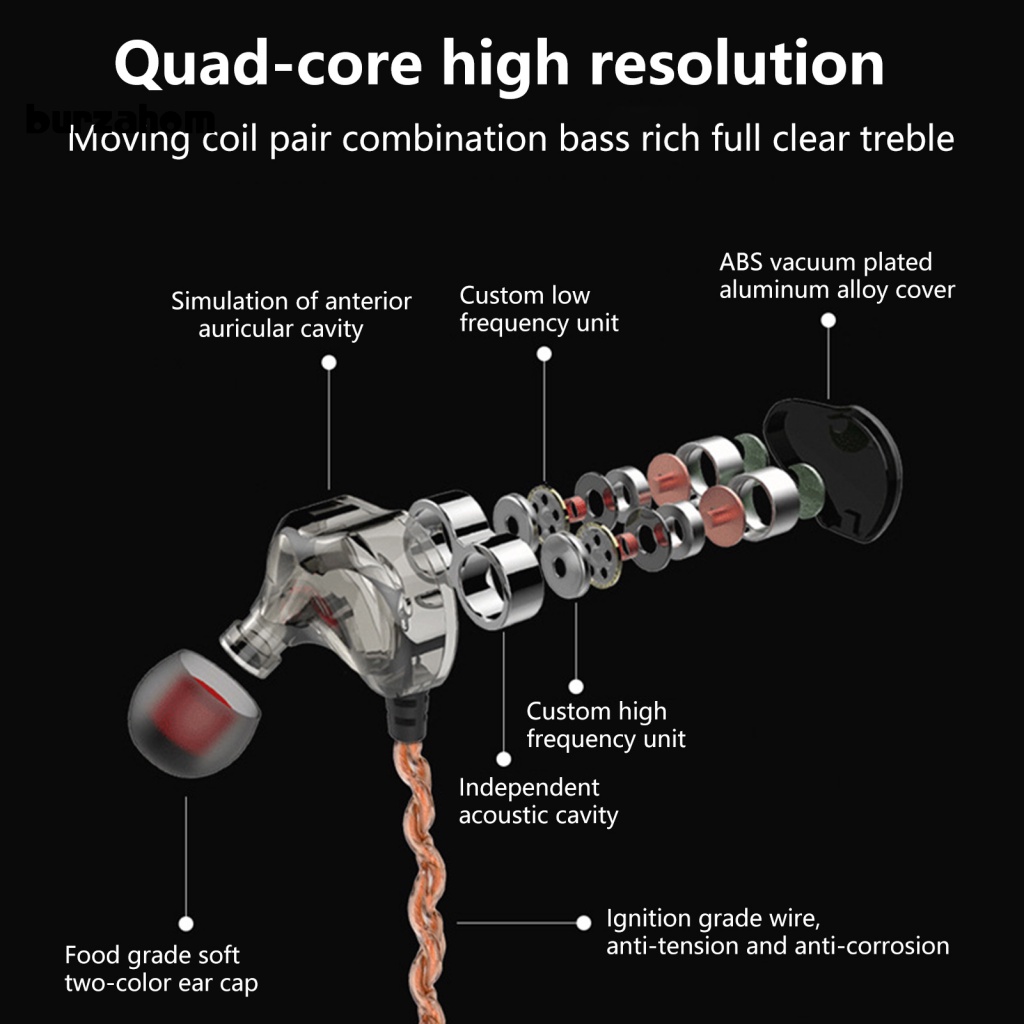 Tai Nghe Nhét Tai Có Dây Chống Ồn Âm Thanh HiFi Bass Điện Thoại