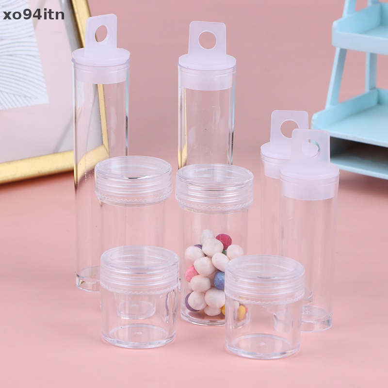 Tn Bộ 2 Hộp Nhựa PP Trong Suốt Hình Trụ Đựng Trang Sức Làm Móng Tay