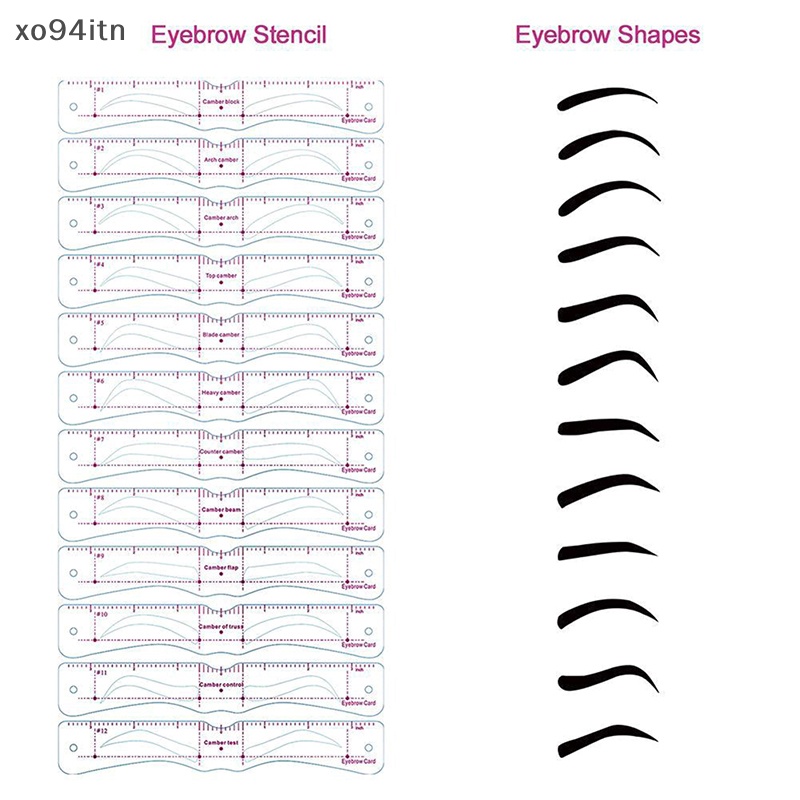 Set 12 Thẻ Khuôn Hỗ Trợ Vẽ Lông Mày Tái Sử Dụng Tiện Lợi