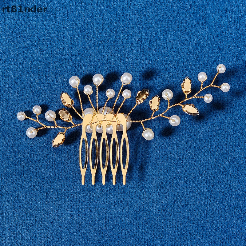 Lược Cài Tóc Hình Hoa Lá Đính Ngọc Trai Cho Cô Dâu