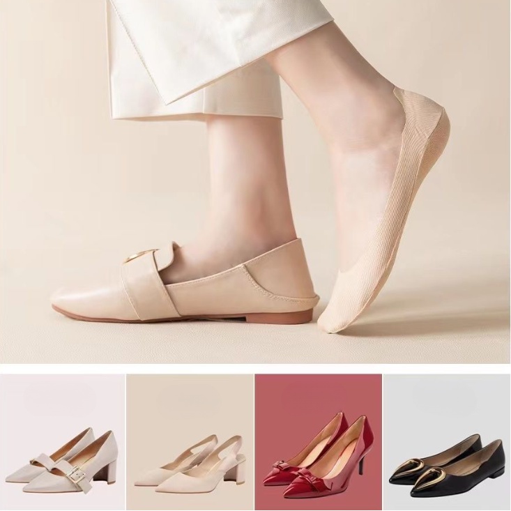 Vớ Thuyền Bằng Lụa Lạnh Siêu Mỏng Chống Trượt Thoáng Khí Thời Trang Mùa Hè Cho Nữ