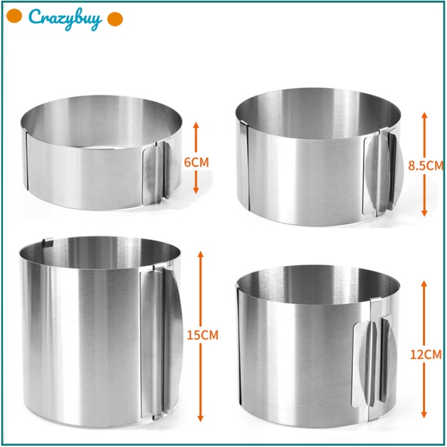 Cr Vòng Làm Bánh Mousse Bằng Thép Không Gỉ 430 6-30cm Có Thước Đo 6cm 8.5cm 12cm 15cm