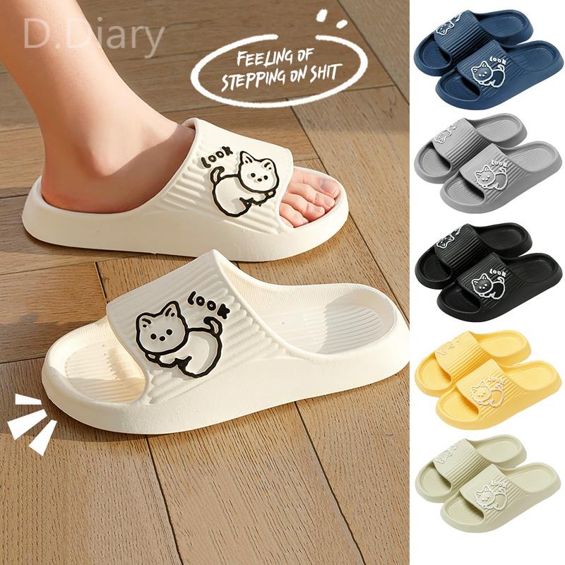 Dép Đi Trong Nhà Mềm Mại Dày Dặn Họa Tiết Mèo Dễ Thương Cho Cặp Đôi dreamdiary