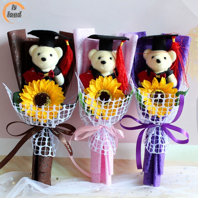 [IS] Bó Hoa Hình Gấu Hoạt Hình Lãng Mạn Trang Trí Tiệc Cưới Lễ Tốt Nghiệp