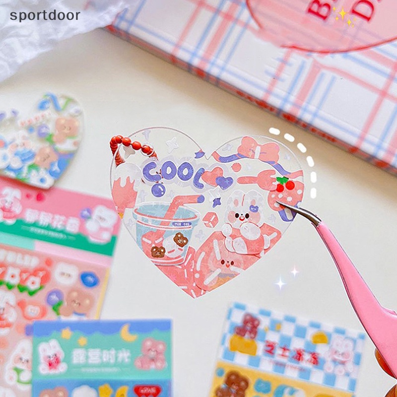 [sportoutdoor] Bộ 2 Miếng Dán Trang Trí Khung Ảnh Hình Gấu Hoạt Hình Màu Laser DIY