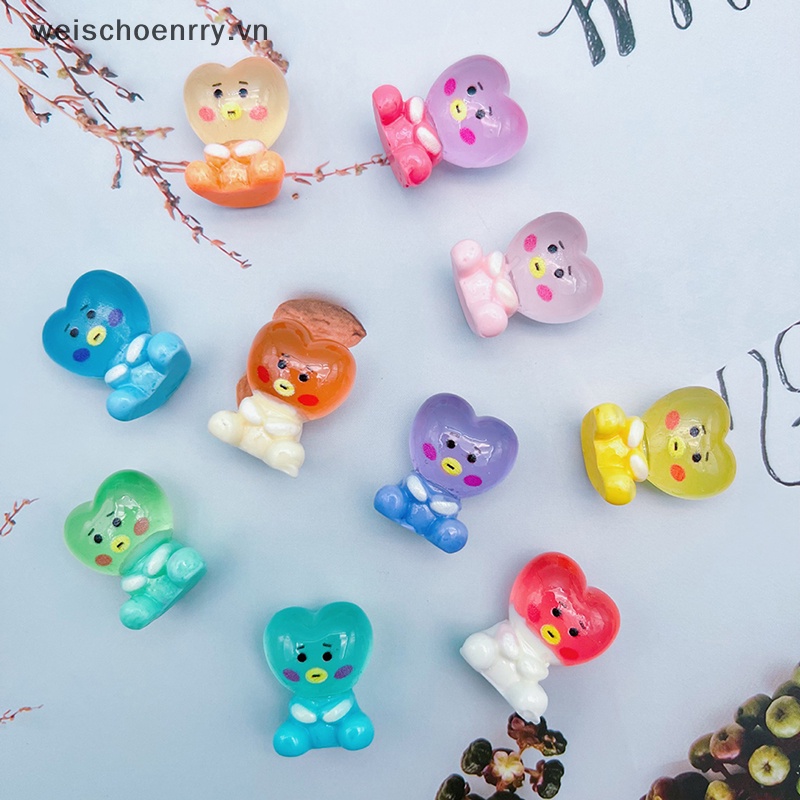 Set 2 Tượng Trái Tim Người Ngoài Hành Tinh Bằng Nhựa Resin Phát Quang Trang Trí Tiểu C