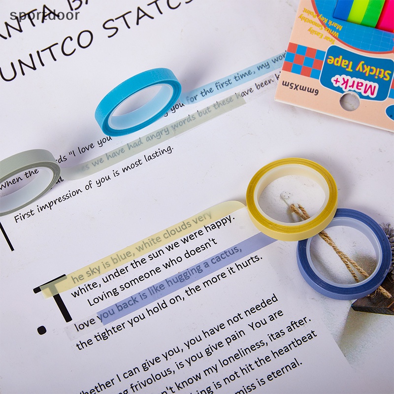 [sportoutdoor] 5 Cuộn Giấy Dán Ghi Chú 5 Màu Trong Suốt Huỳnh Quang Tự Trang Trí Văn Phòng / Trường Học Cho Bé