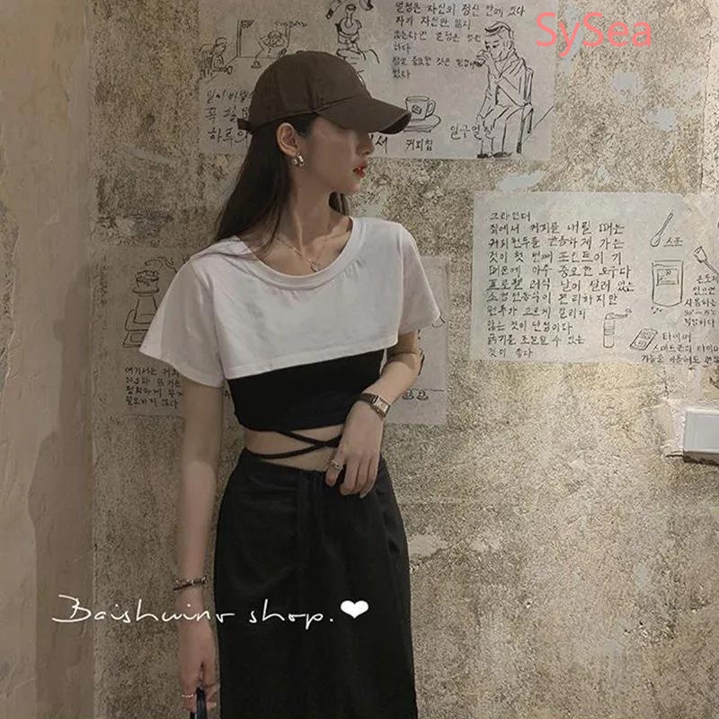 Áo Croptop Ngắn Tay Thời Trang Mùa Hè Hàn Quốc Dành Cho Nữ