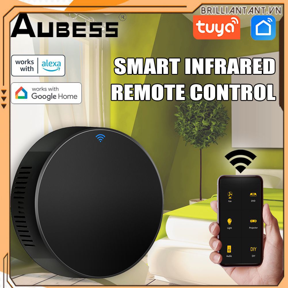 Aubess tuya Smartlife Wifi phổ IR điều khiển từ xa làm việc với Alexa Google App BRI