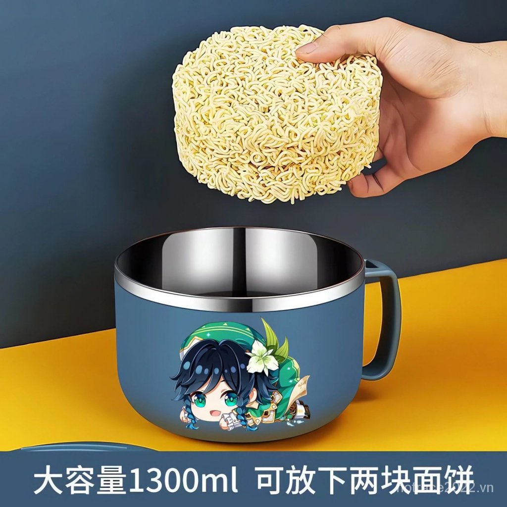 ★Genshin Impact★Kazuha & Scaramouche Bát Ăn Mì Hai Chiều Bằng Thép Không Gỉ Hai Chiều Cho Trò Chơi Merchandise