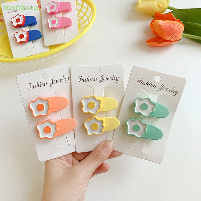 Set 2 Kẹp Tóc Hình Bông Hoa Màu Sắc Ngọt Ngào Phong Cách Vintage Cho Nữ