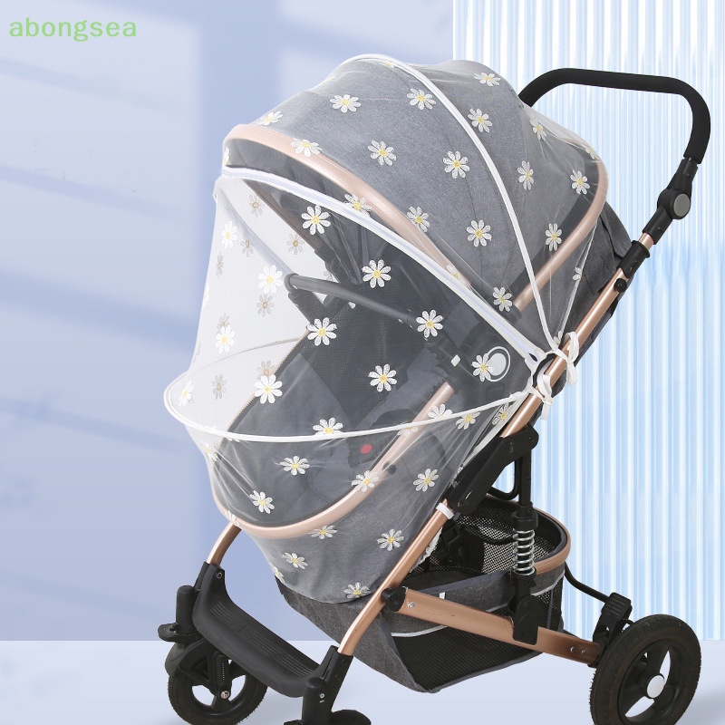 Abongsea Màn Che Nắng Bằng Vải Gạc Thêu Hoa Cúc Thoáng Khí Cho Xe Đẩy Em Bé