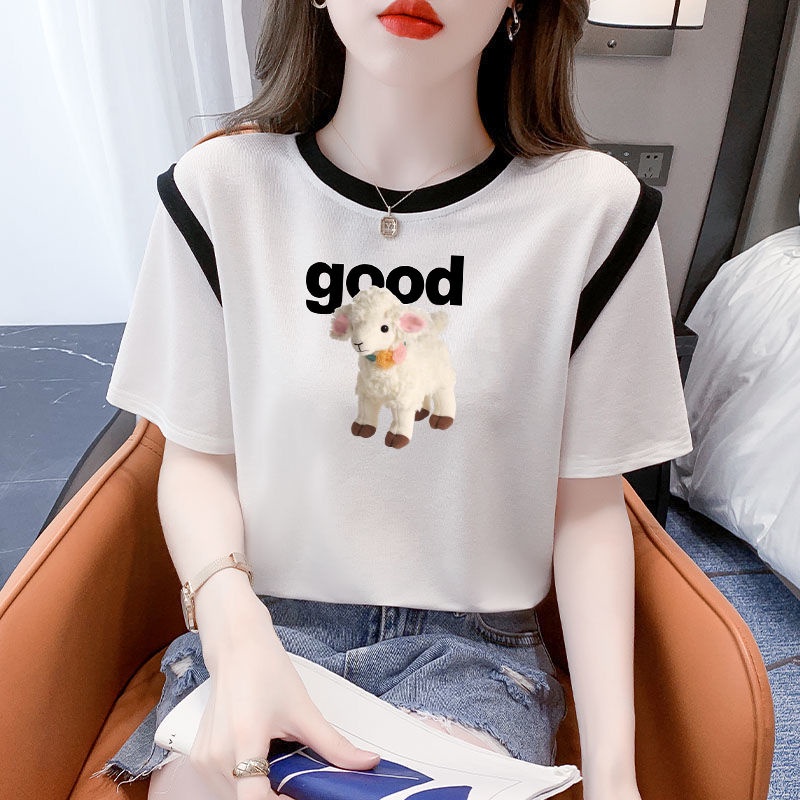 Áo Thun 100 Cotton Nguyên Chất Tay Ngắn In Họa Tiết Thời Trang Mùa Hè Mv26 Cho Nữ