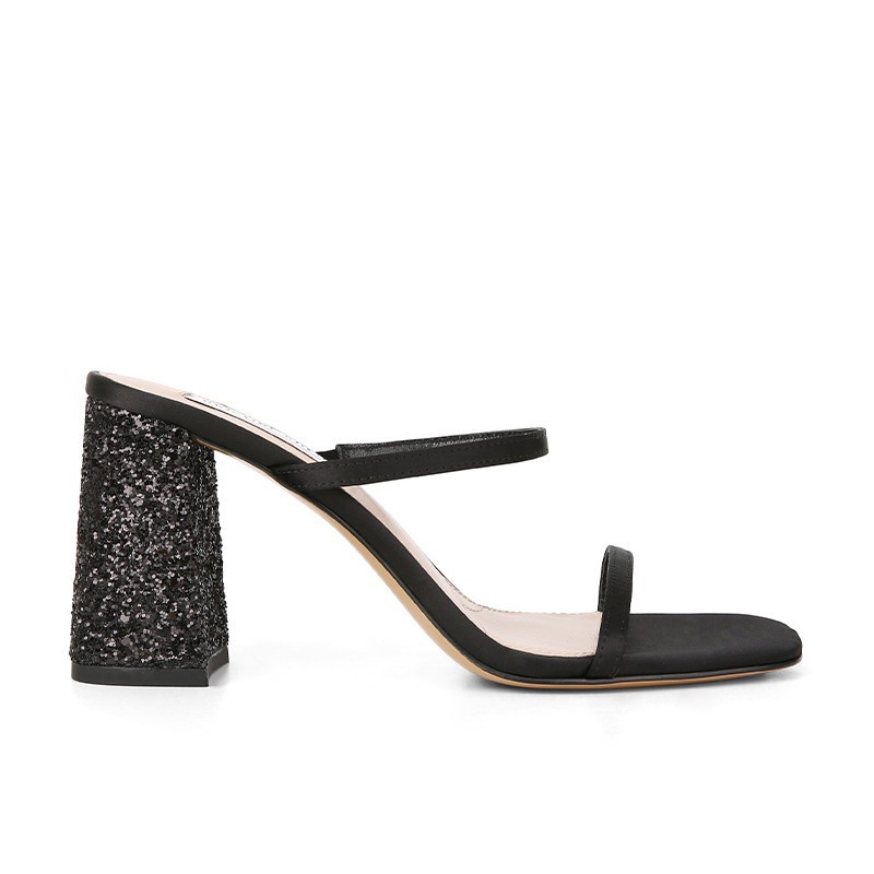 Duoya Tóc Thẳng ~ [Hàng Có Sẵn] Dép Sandal Cao Gót Vải Lụa Amin Dày Đính Kim Sa Thời Trang Mùa Hè Cho Nữ Miễn Phí Vận Chuyển