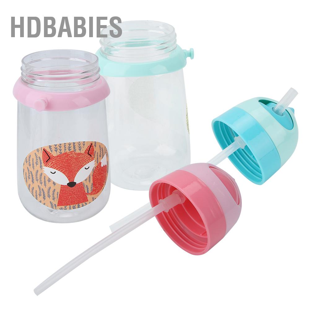 HDbabies Phim Hoạt Hình Di Động Cho Bé Ăn Cốc Uống Nước Bình Rơm Trẻ Em Ấm Đun Có Dây Đeo