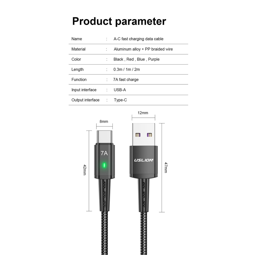 Dây Cáp Sạc Nhanh 3A 3A 0.3M / 1M / 2M Dành Cho Điện Thoại Xiaomi