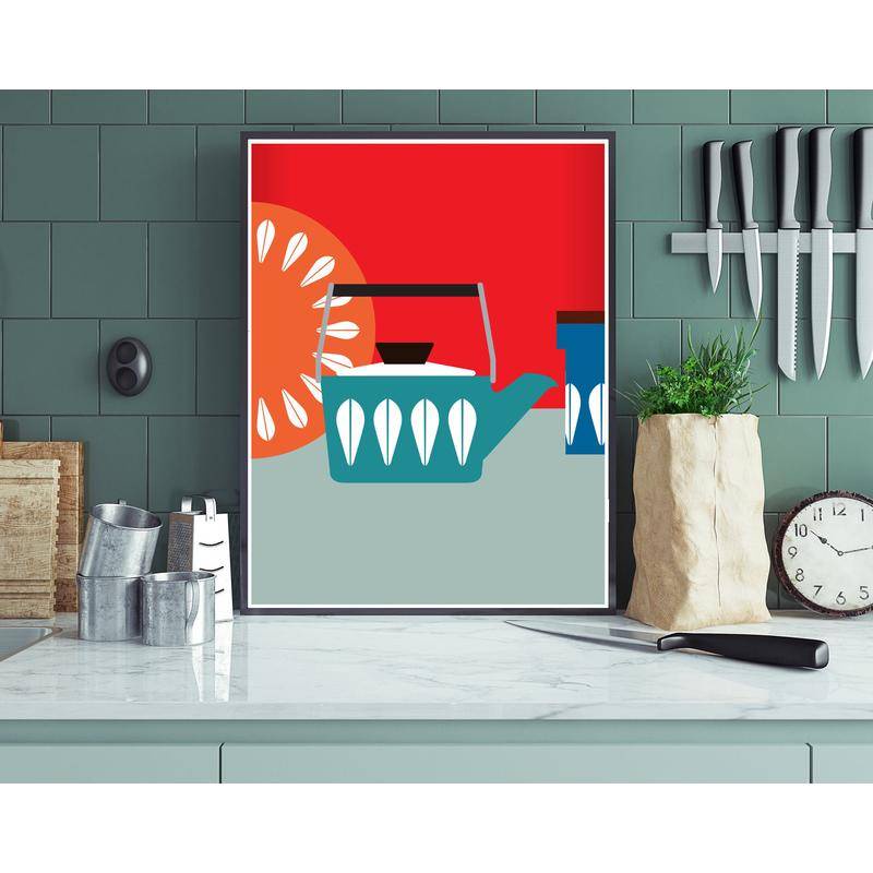 Tranh Treo Tường Vải canvas In Hình Bát Nhà Bếp Scandinavian Nhiều Màu Sắc Dễ Thương