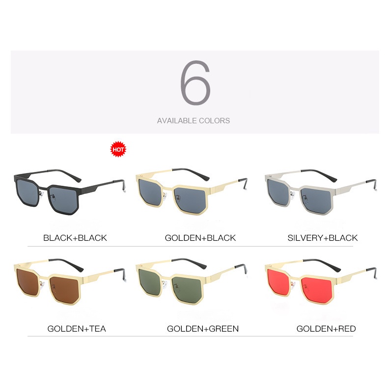 Kính Mát Gọng Vuông Kim Loại Phong Cách Punk Cho Nam Và Nữ