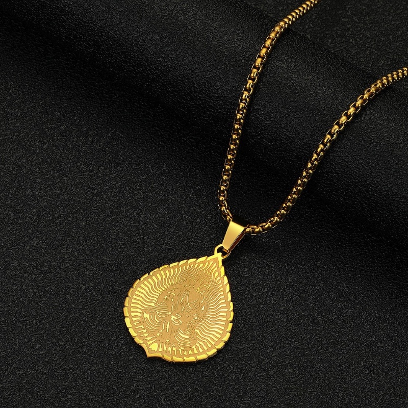 Z Vòng cổ Bùa Hộ Mệnh Bằng Thép Không Gỉ Mạ Vàng 18K Hình Tượng Phật Thời Trang Cho Nam Và Nữ