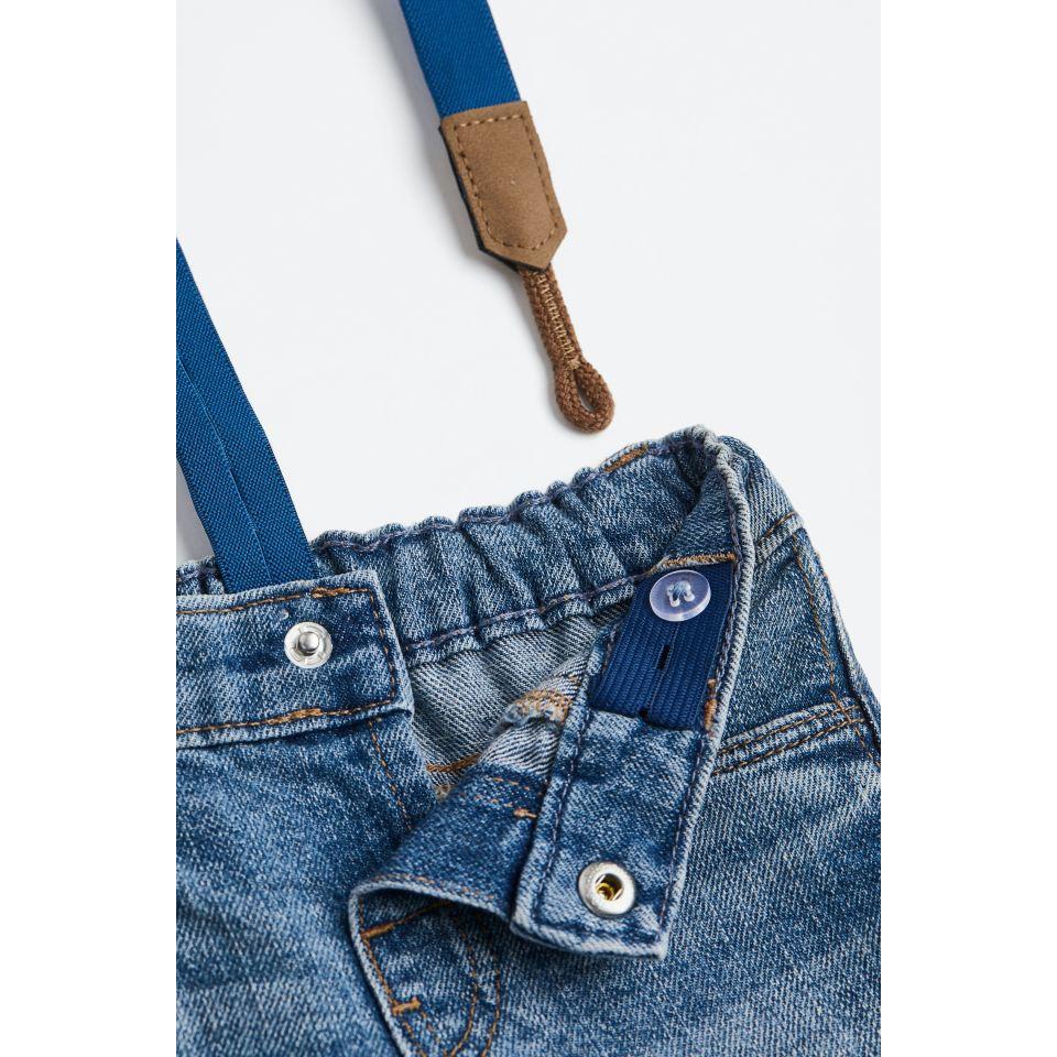 Bộ sơ mi và quần jean đai đeo HM US 6-9m đến 2-3y