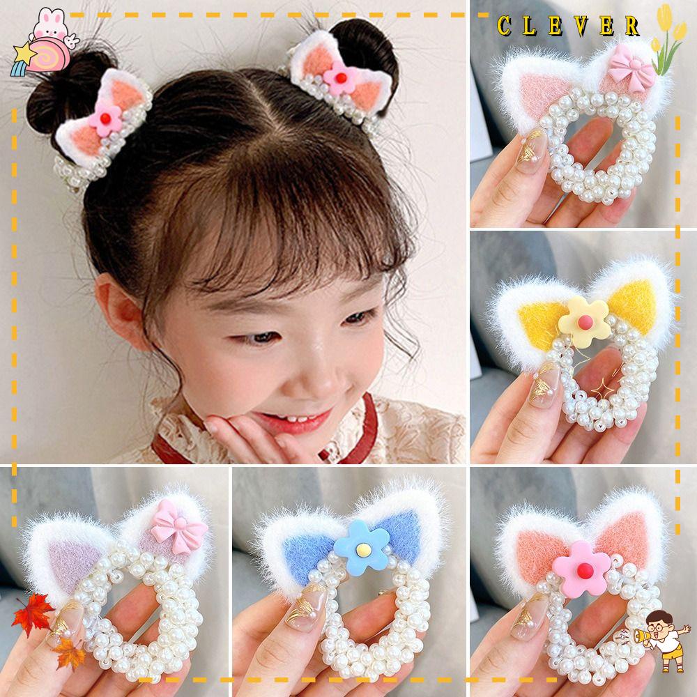 Bộ 4 Dây Cột Tóc Hình Tai Thỏ Dễ Thương Thời Trang Cho Bé Gái