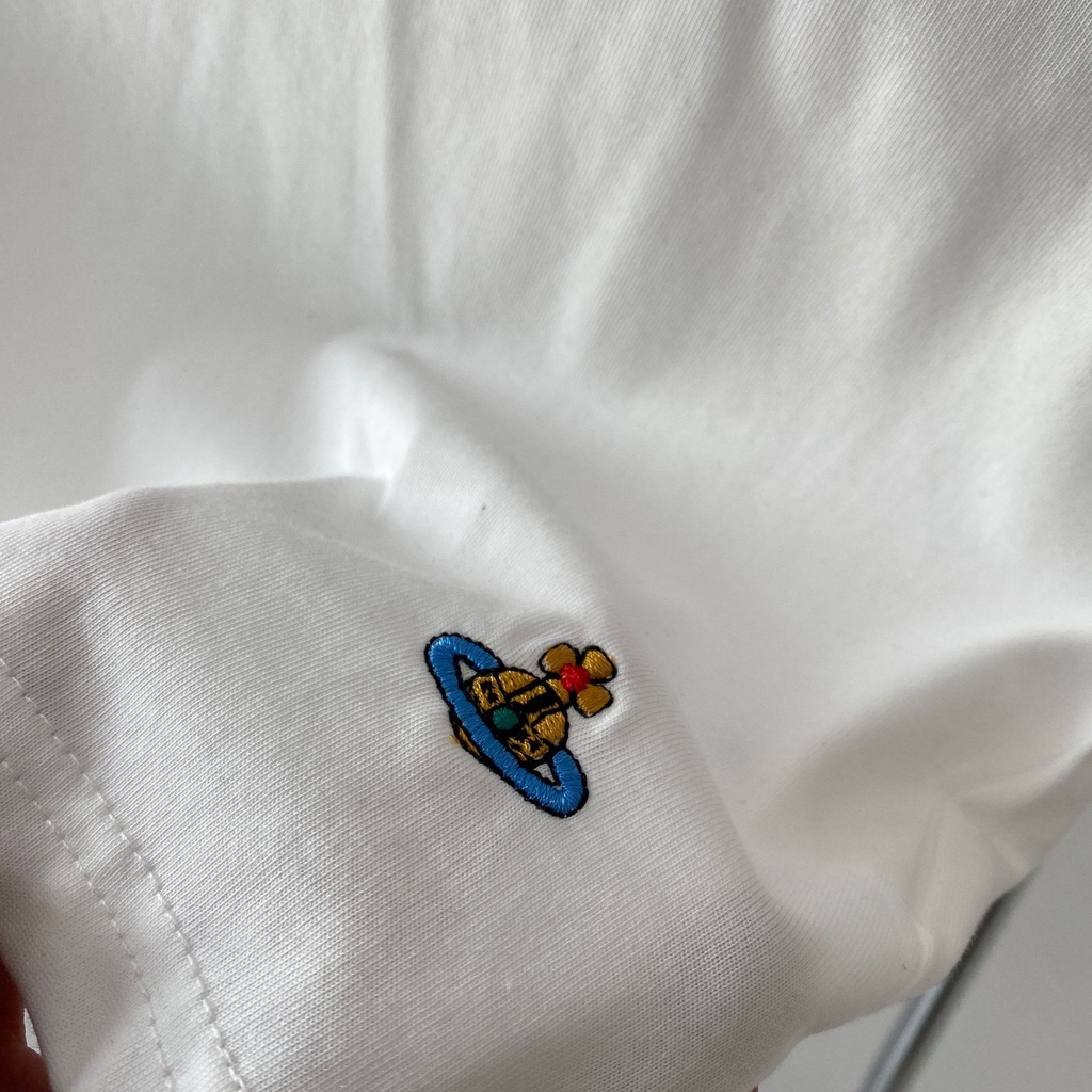Áo Thun Cotton Tay Ngắn Cổ Tròn Thêu Hình Hành Tinh Phong Cách Vintage Dành Cho Nữ