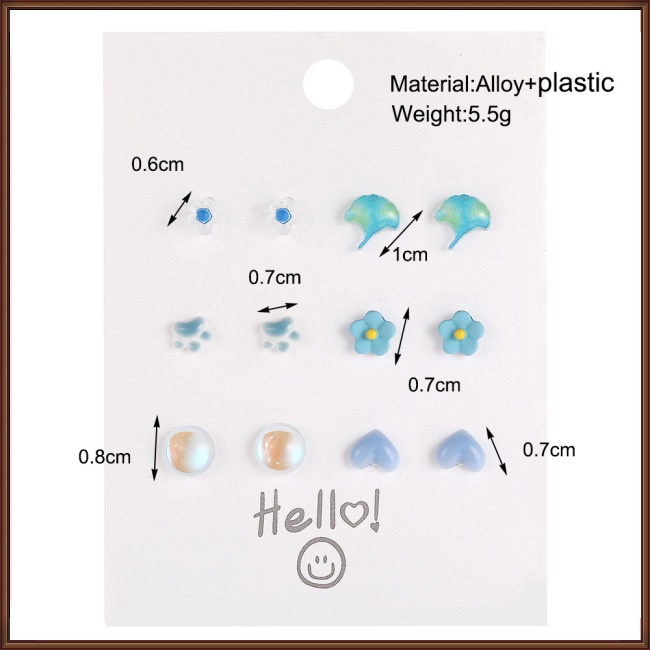 Set 6 / 8 Đôi Bông Tai Hình Hoa / Bướm / Trái Cây Nhiều Màu Sắc Thời Trang Cho Nữ