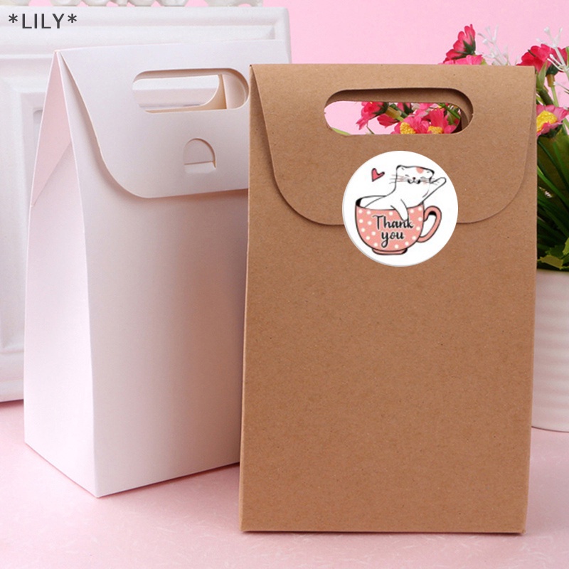 Lily 500Pcs Mèo Cảm ơn bạn dán Vòng dính con dấu nhãn cho món quà trang trí uuu