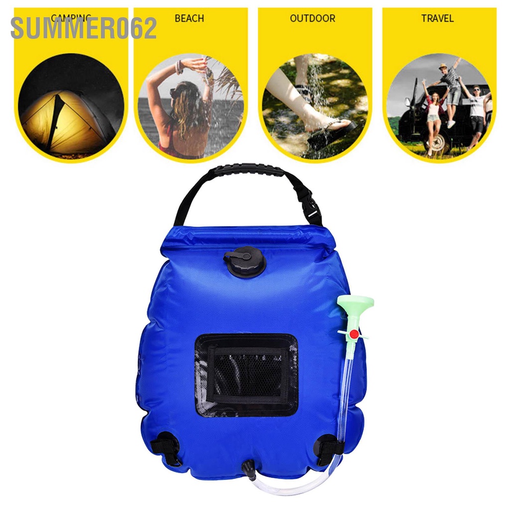 Summer062 Túi tắm năng lượng mặt trời 20L Phụ kiện chứa nước dung tích lớn cho cắm trại ngoài