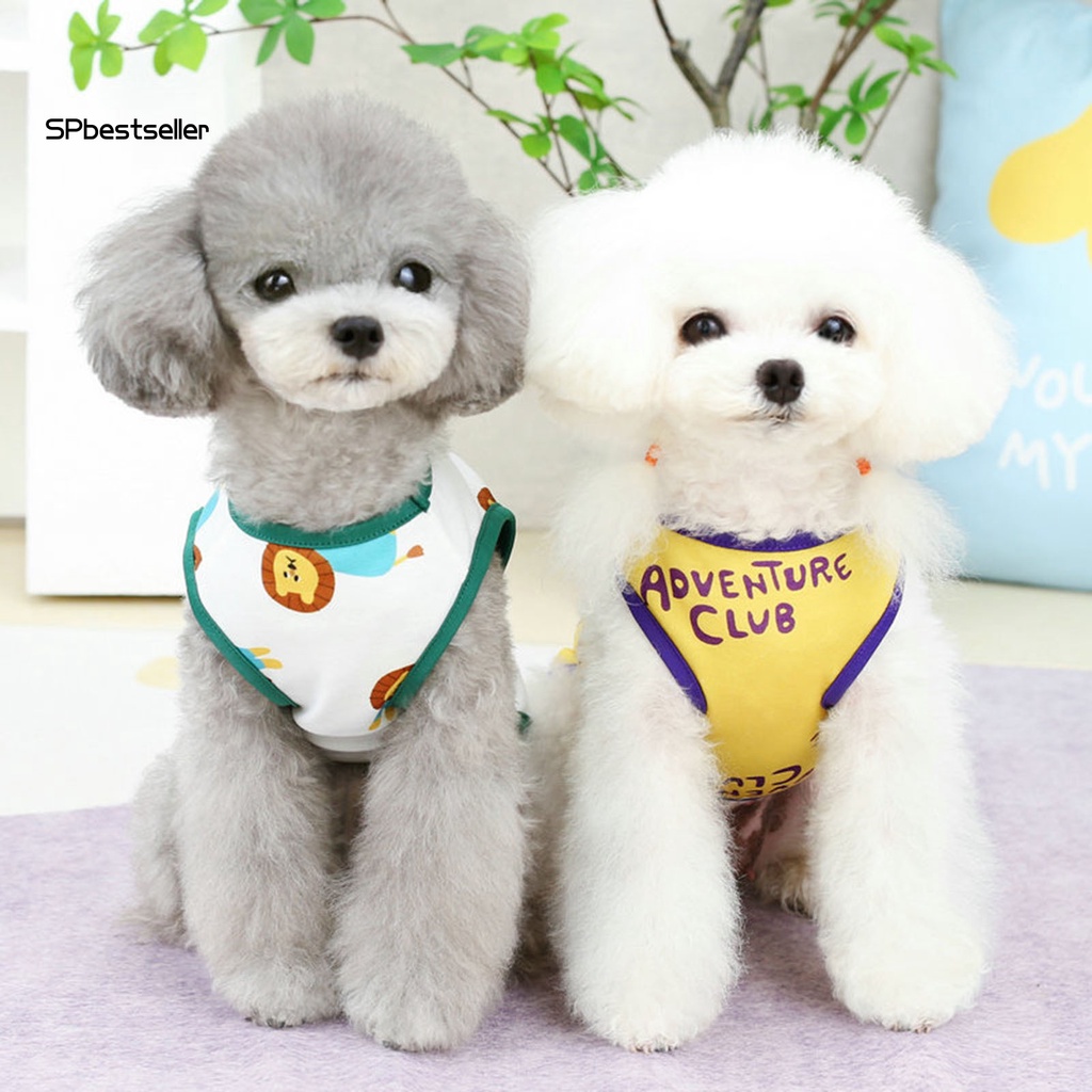 Áo Thun Không Tay Cổ Tròn In Hình Sư Tử Hoạt Hình Tinh Tế Thời Trang Mùa Hè Cho Thú Cưng