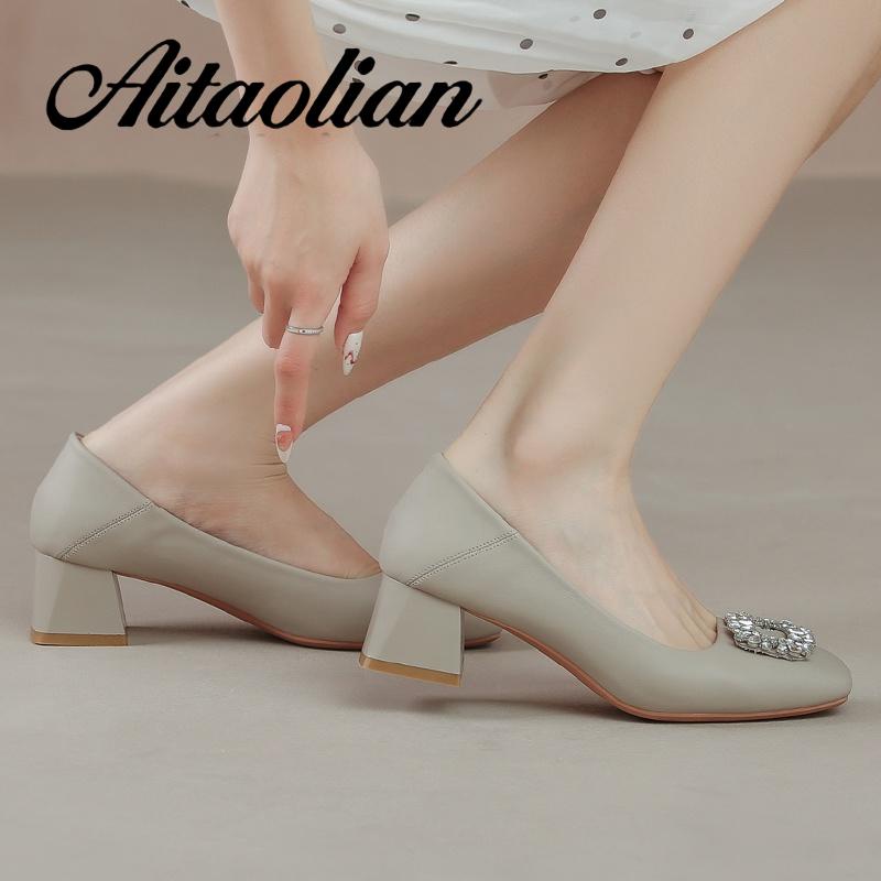 Giày Cao Gót 4cm Chất Liệu Da Cao Cấp Thời Trang Theo Phong Cách retro Cho Nữ