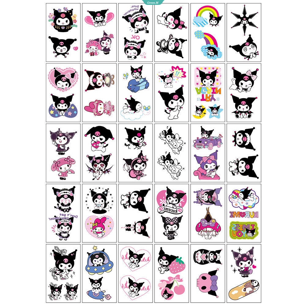 Miếng Dán Hình Xăm Hoạt Hình My Melody Kuromi Dễ Thương Chống Nước Lâu Trôi Làm Quà Tặng Cho Học Sinh
