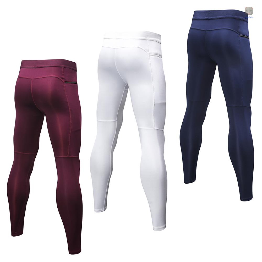 Bộ 3 Quần Legging Thể Thao Ôm Dáng Co Giãn Có Túi Khóa Kéo Nhanh Khô Cho Nam