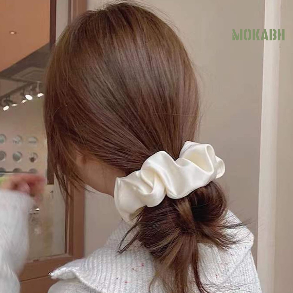 Dây Cột Tóc Co Giãn Bằng Satin Màu Sắc Đơn Giản Thời Trang