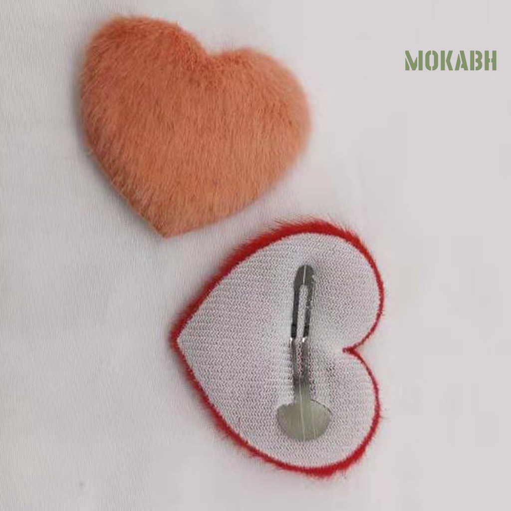 Kẹp Tóc Hình Trái Tim Bằng Lông Chồn Giả Màu Sắc Ngọt Ngào Chống Trượt Thời Trang Mùa Đông Cho Bé