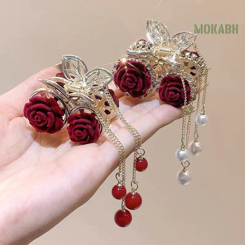 Kẹp Tóc Hình Hoa Hồng Đính Đá Lấp Lánh Thời Trang