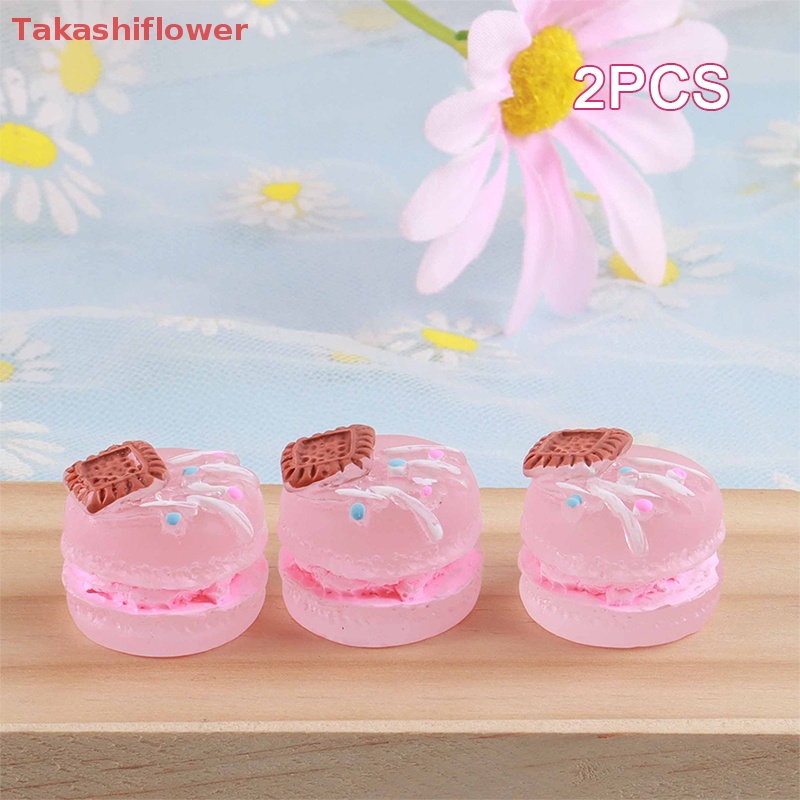 Set 2 Phụ Kiện Trang Trí Điện Thoại Kiểu Bánh Macaron 3D DIY Bằng Nhựa Resin Dạ Quang
