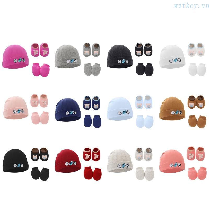 Bộ Vỏ Cotton Bọc Găng Tay / Mũ Giữ Ấm Chân Dành Cho Bé Sơ Sinh