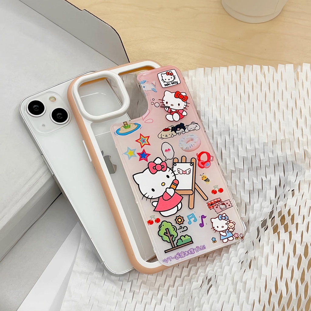 Ốp Điện Thoại Cứng Trong Suốt Họa Tiết Hoạt Hình Hello Kitty Dễ Thương Chống Sốc Cho iPhone 14 13 12 11 Pro Max