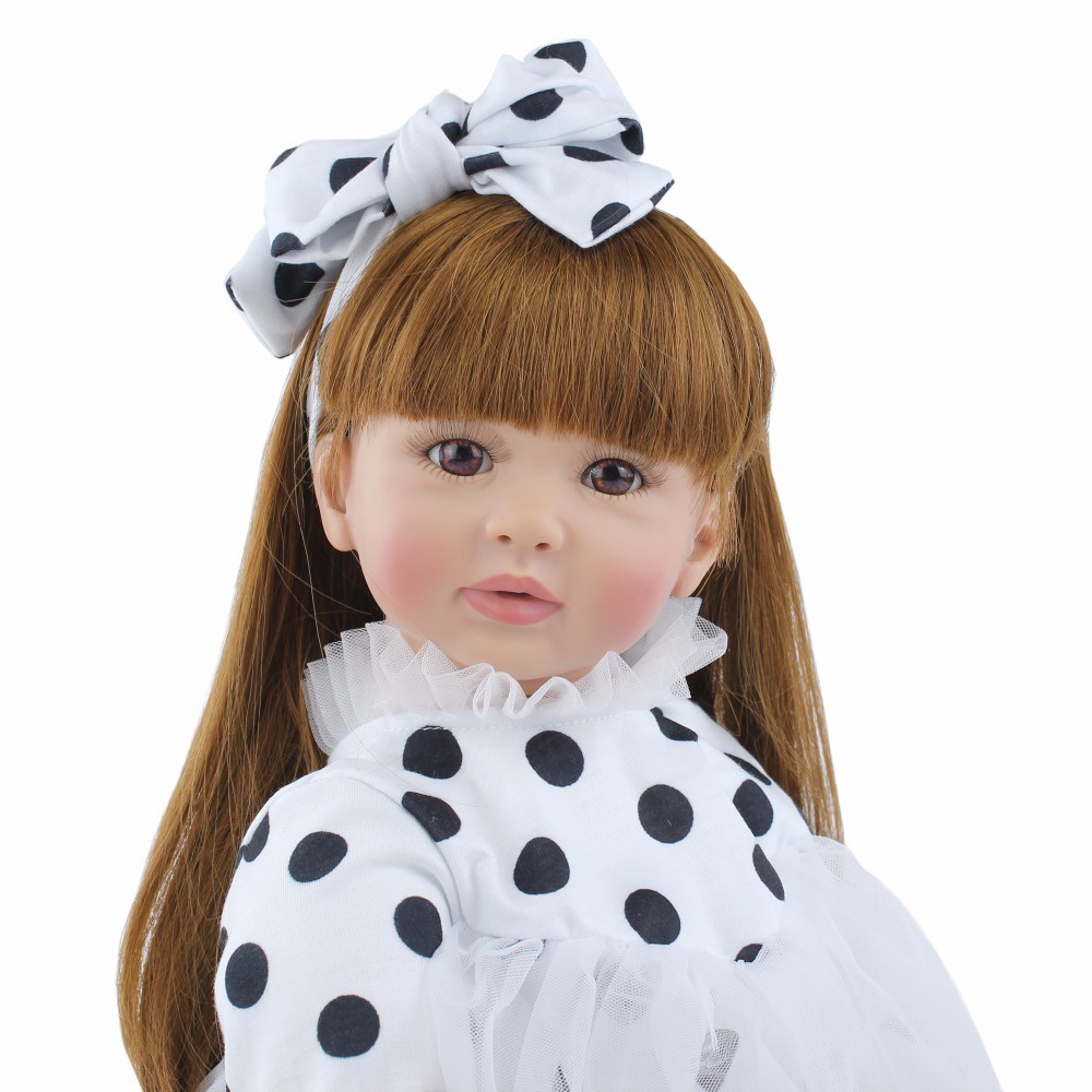 Búp Bê Đồ Chơi Trẻ Sơ Sinh 60cm Bằng Silicon Mềm Hình Chấm Bi Trắng Đen