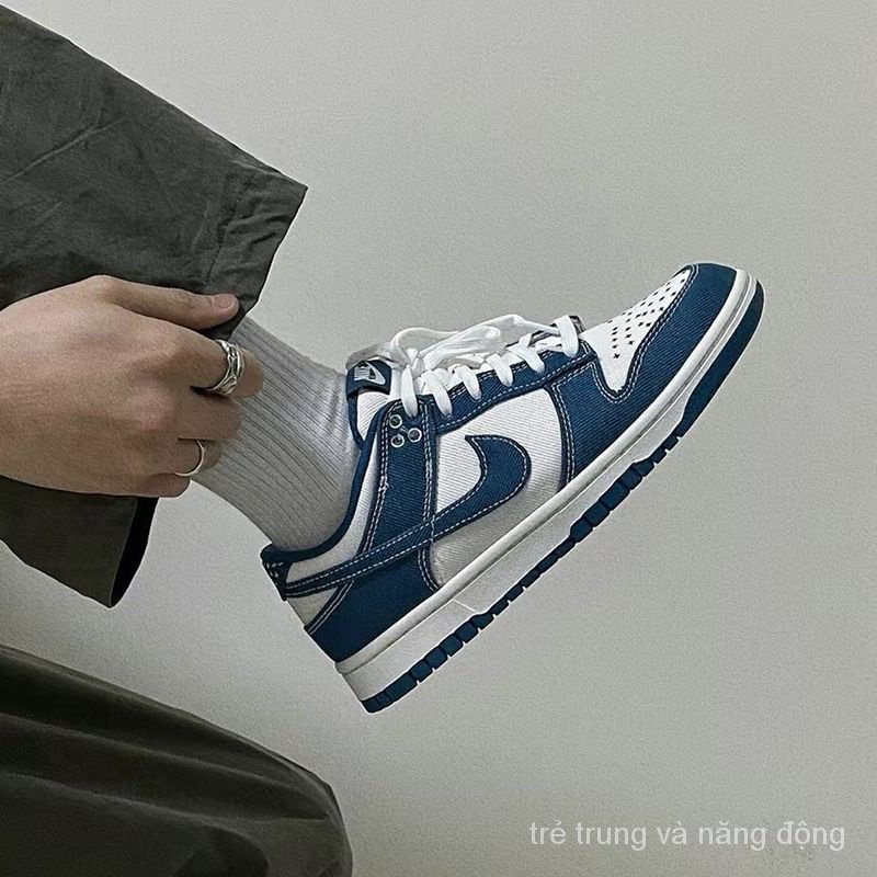 Giày Thể Thao Denim Cổ Thấp Thêu Họa Tiết Phong Cách Retro Dành Cho Nam Nữ